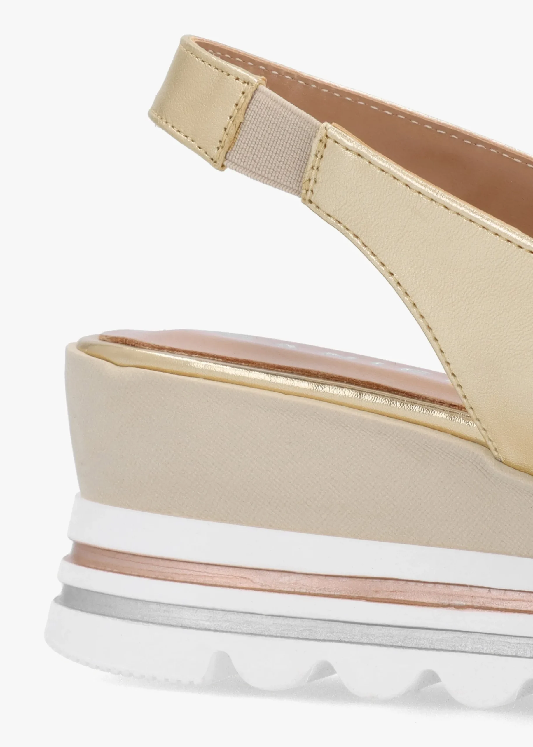 Canna Gold Leather Peep Toe Wedge Sandals