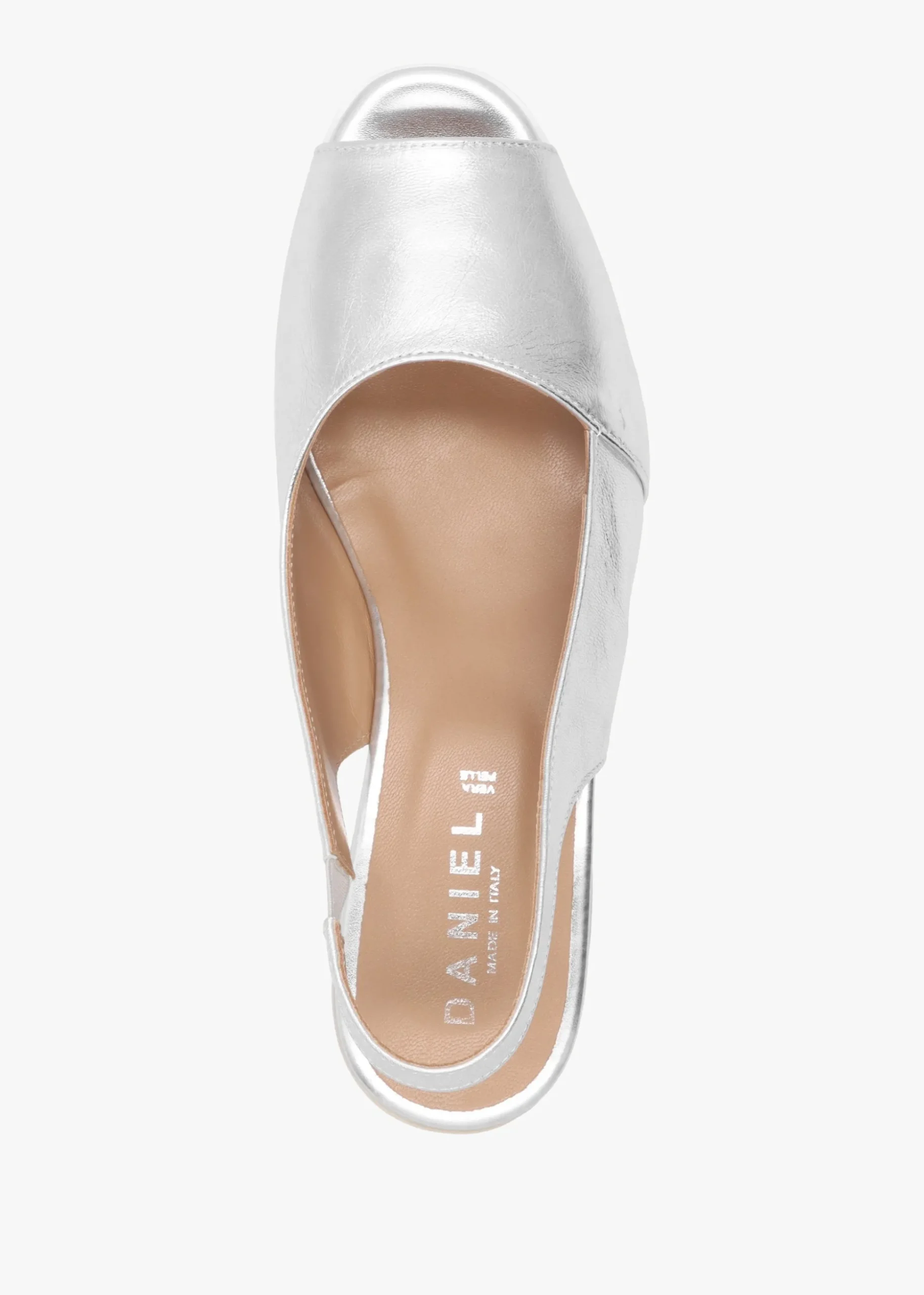Canna Silver Leather Peep Toe Wedge Sandals