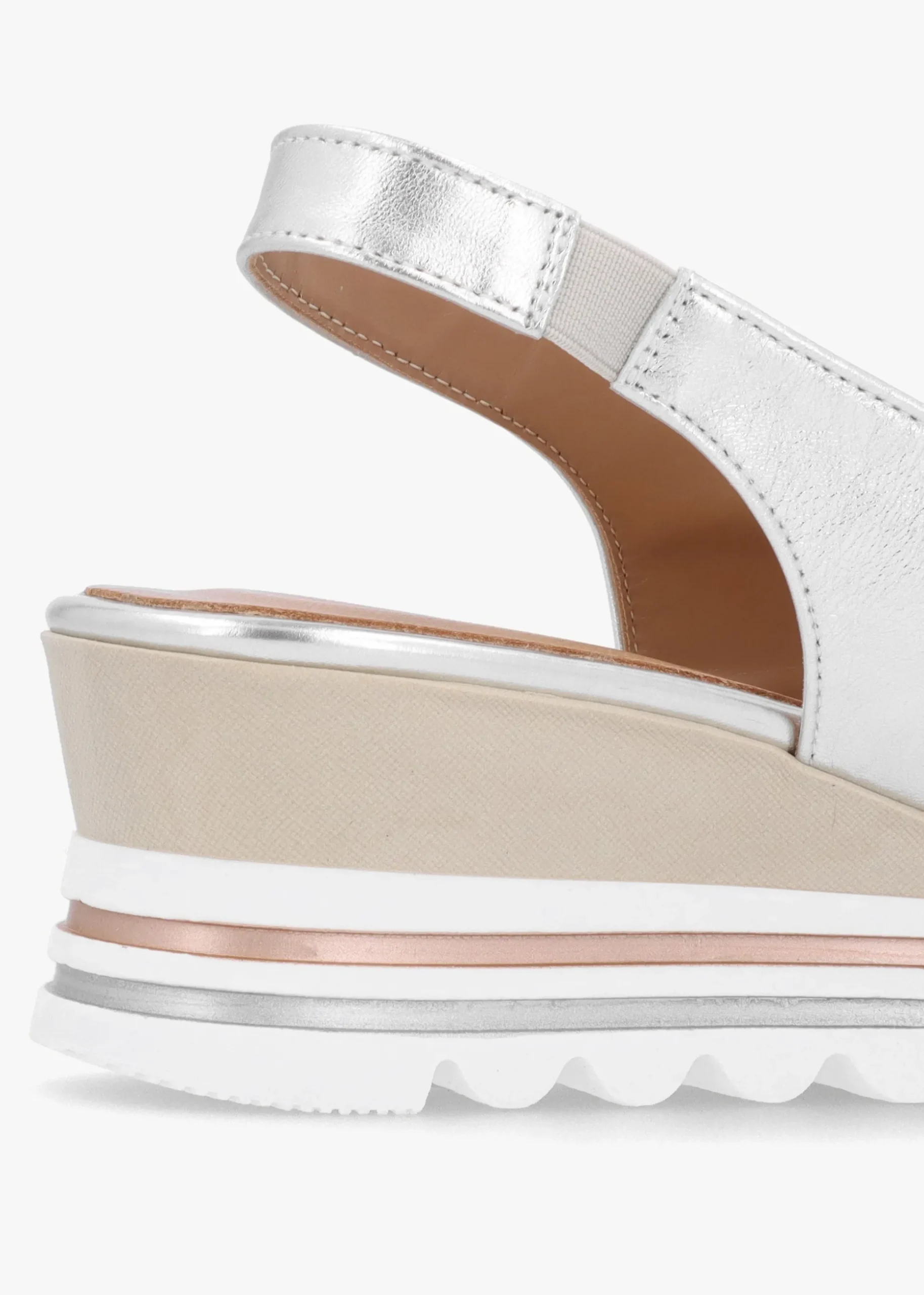 Canna Silver Leather Peep Toe Wedge Sandals