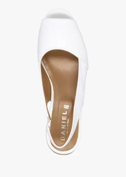 Canna White Leather Peep Toe Wedge Sandals