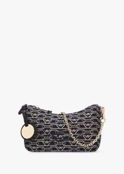 Canvas Jacquard Denim Baguette Bag