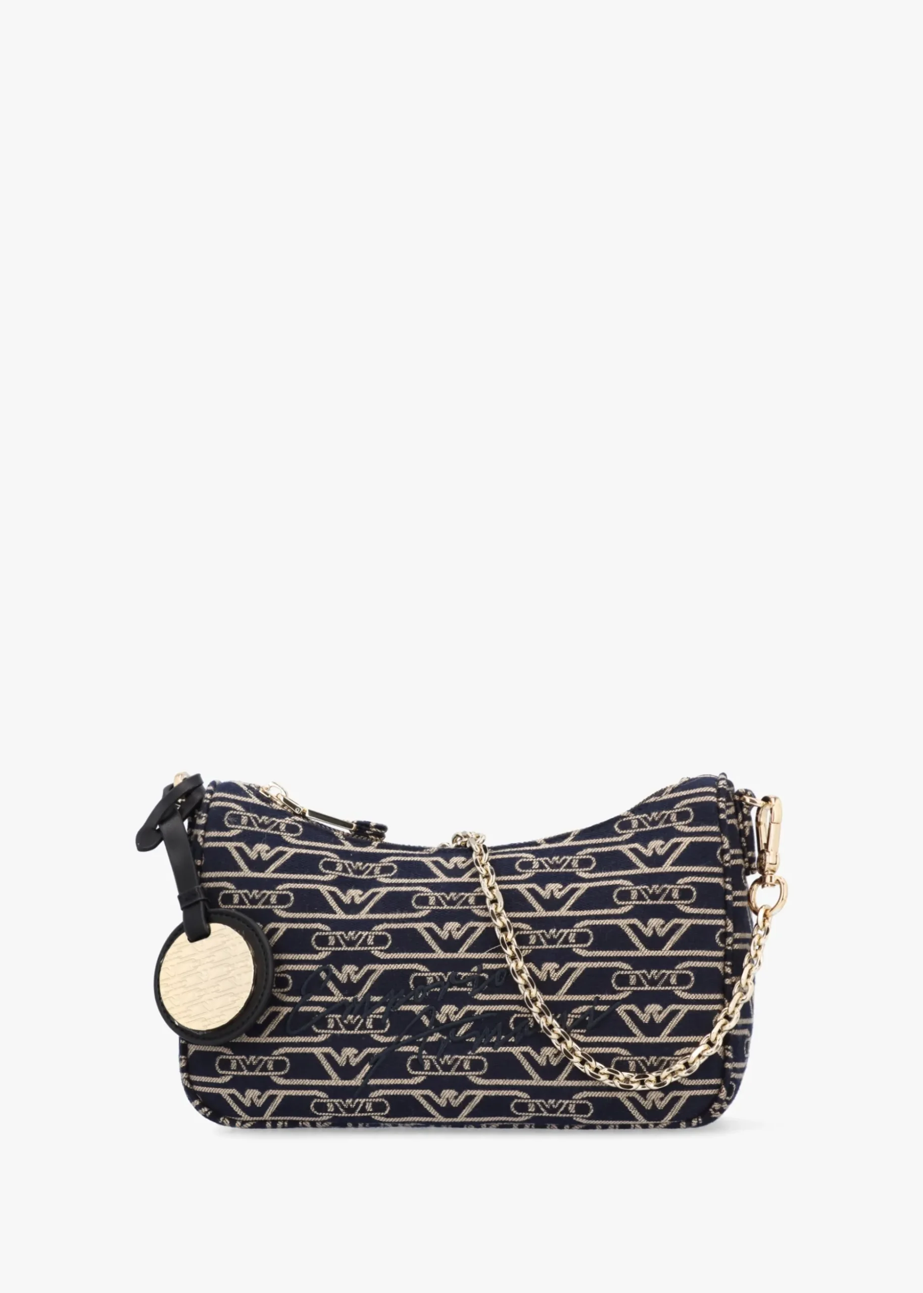 Canvas Jacquard Denim Baguette Bag