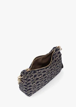 Canvas Jacquard Denim Baguette Bag