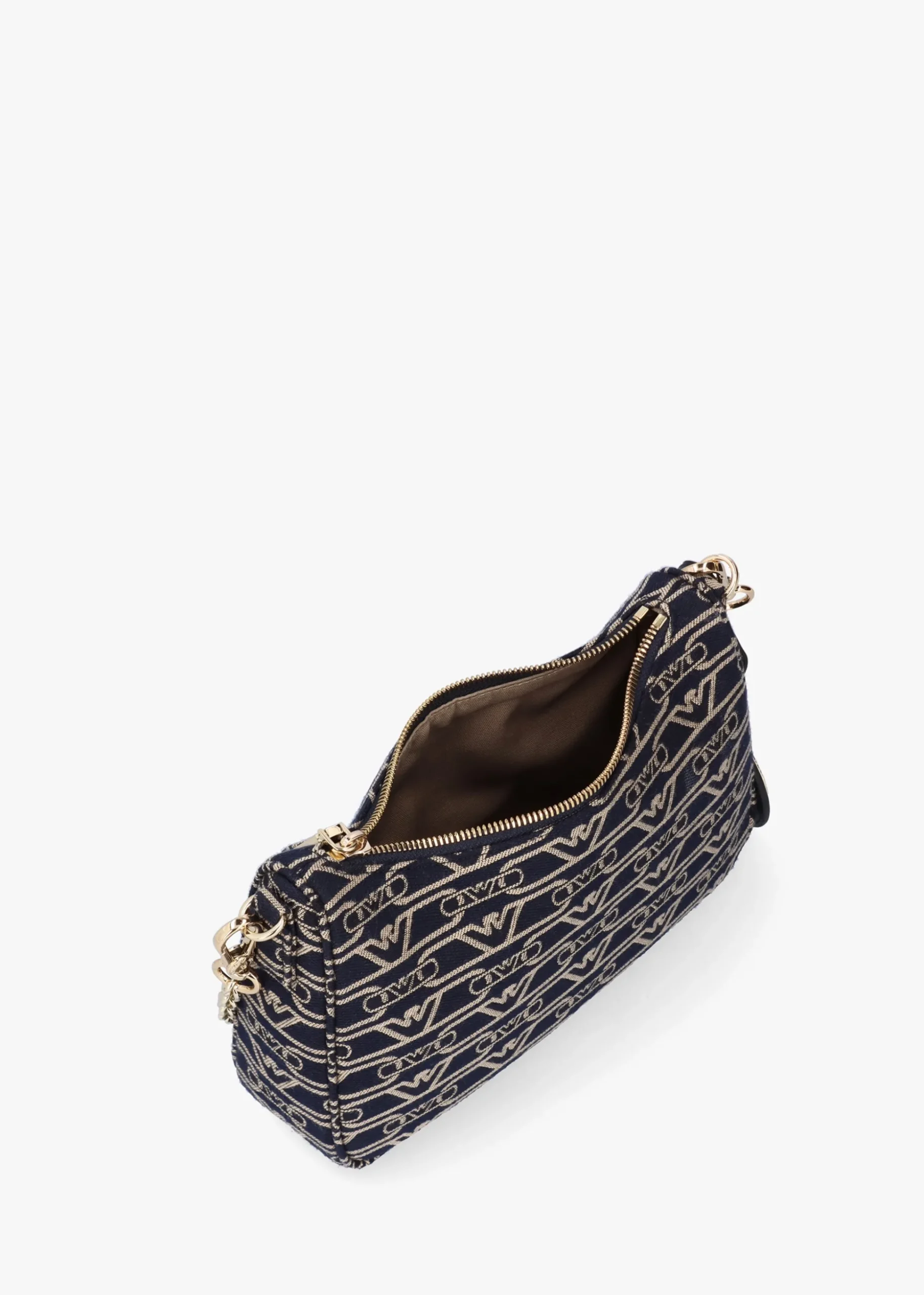 Canvas Jacquard Denim Baguette Bag