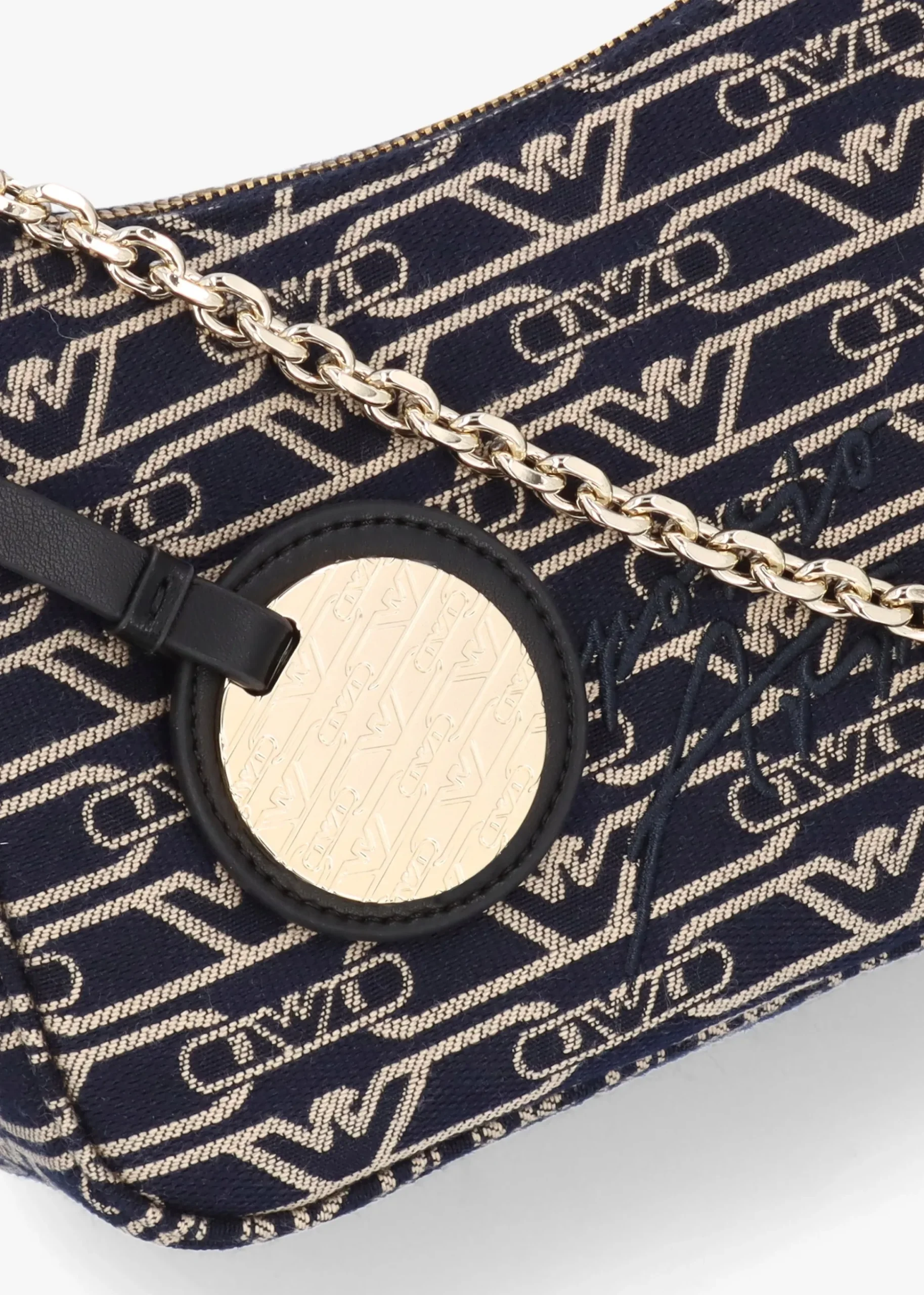 Canvas Jacquard Denim Baguette Bag