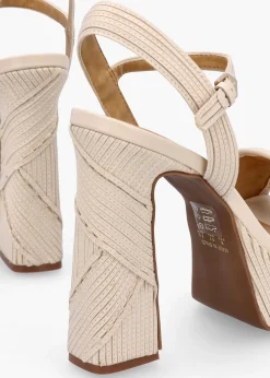 Capri Cream Leather Stitch Detail Platform Heeled Sandals