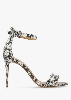 Carely Beige Reptile Leather Stiletto Heel Sandals