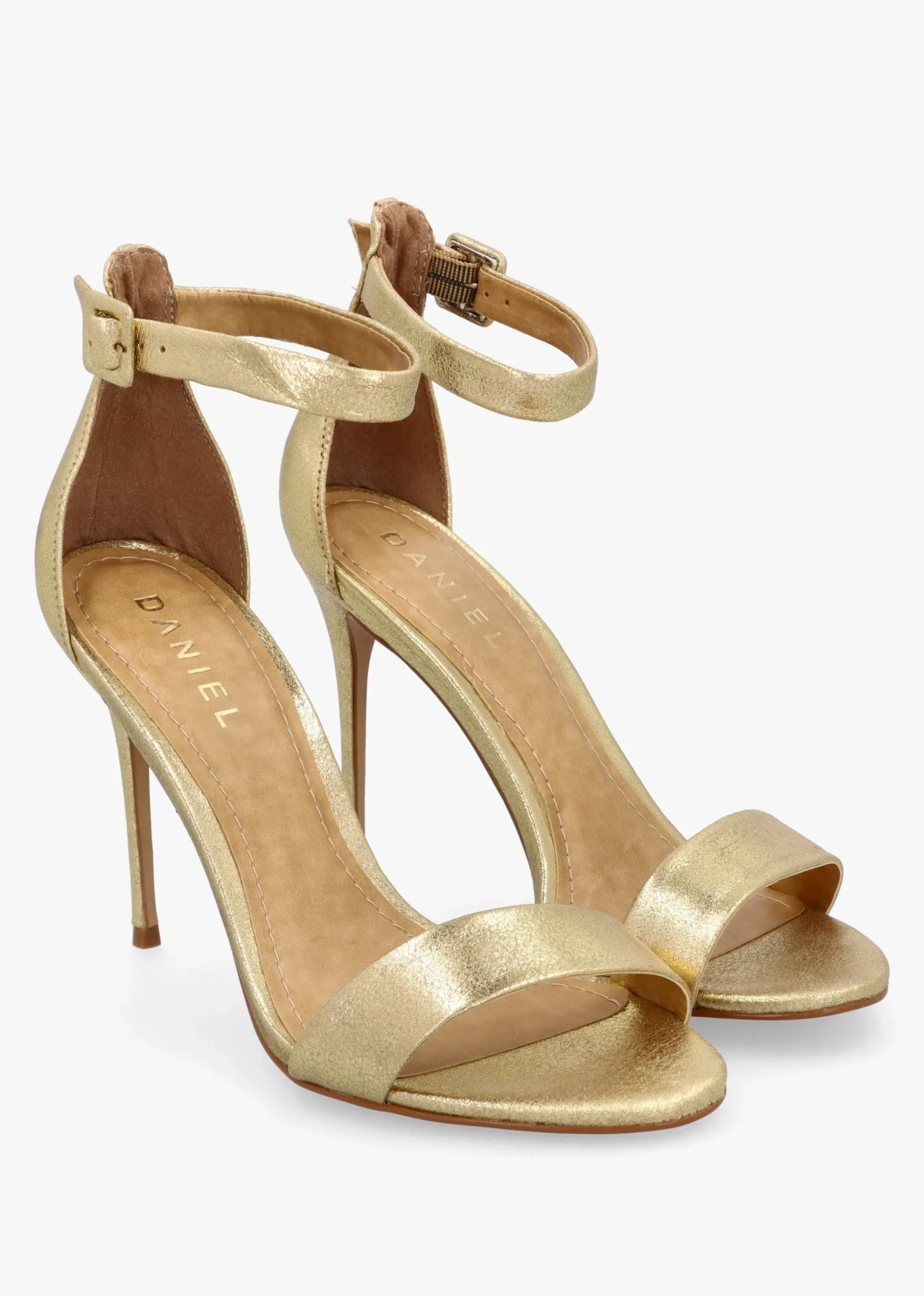 Carely Gold Leather Stiletto Heel Sandals