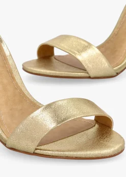 Carely Gold Leather Stiletto Heel Sandals