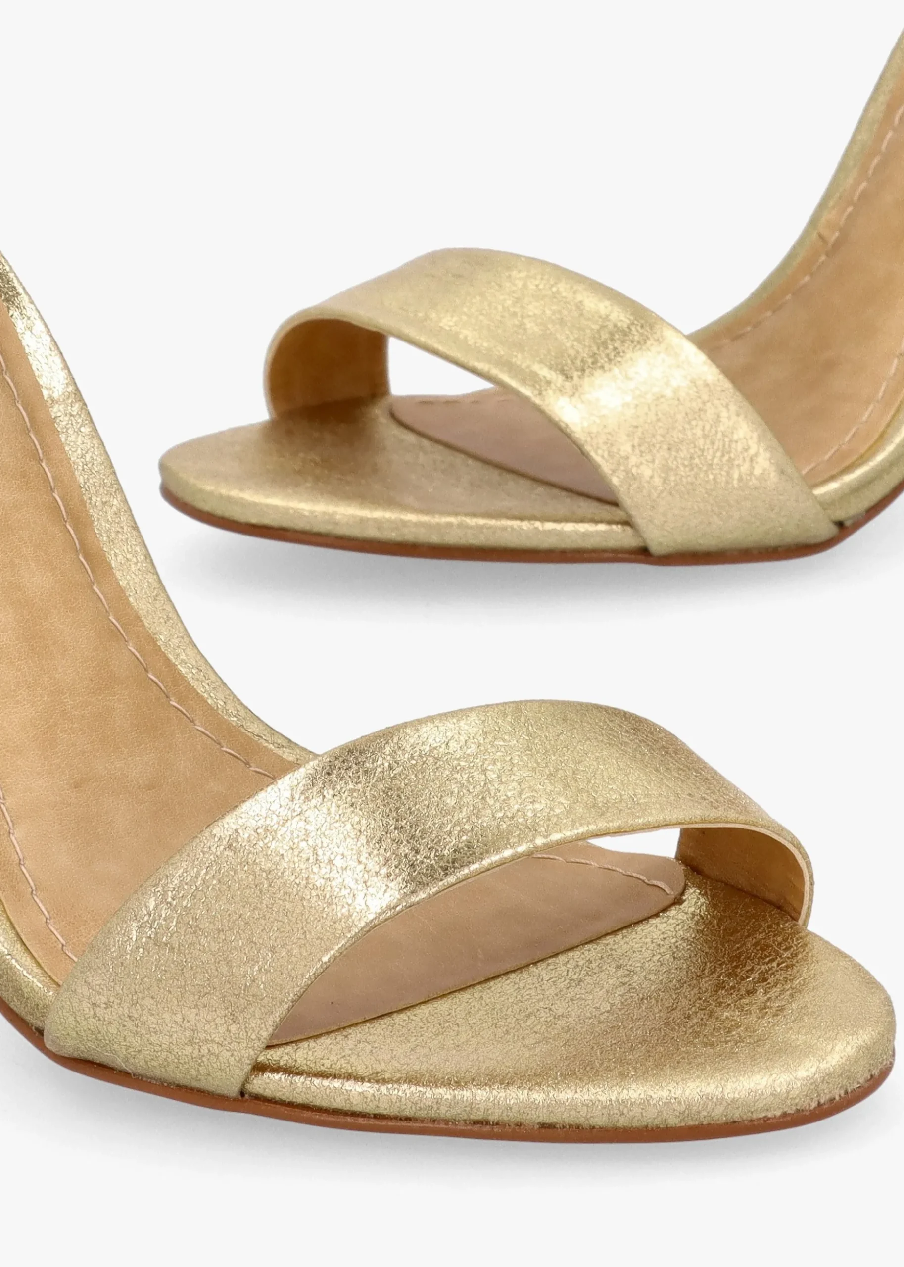 Carely Gold Leather Stiletto Heel Sandals