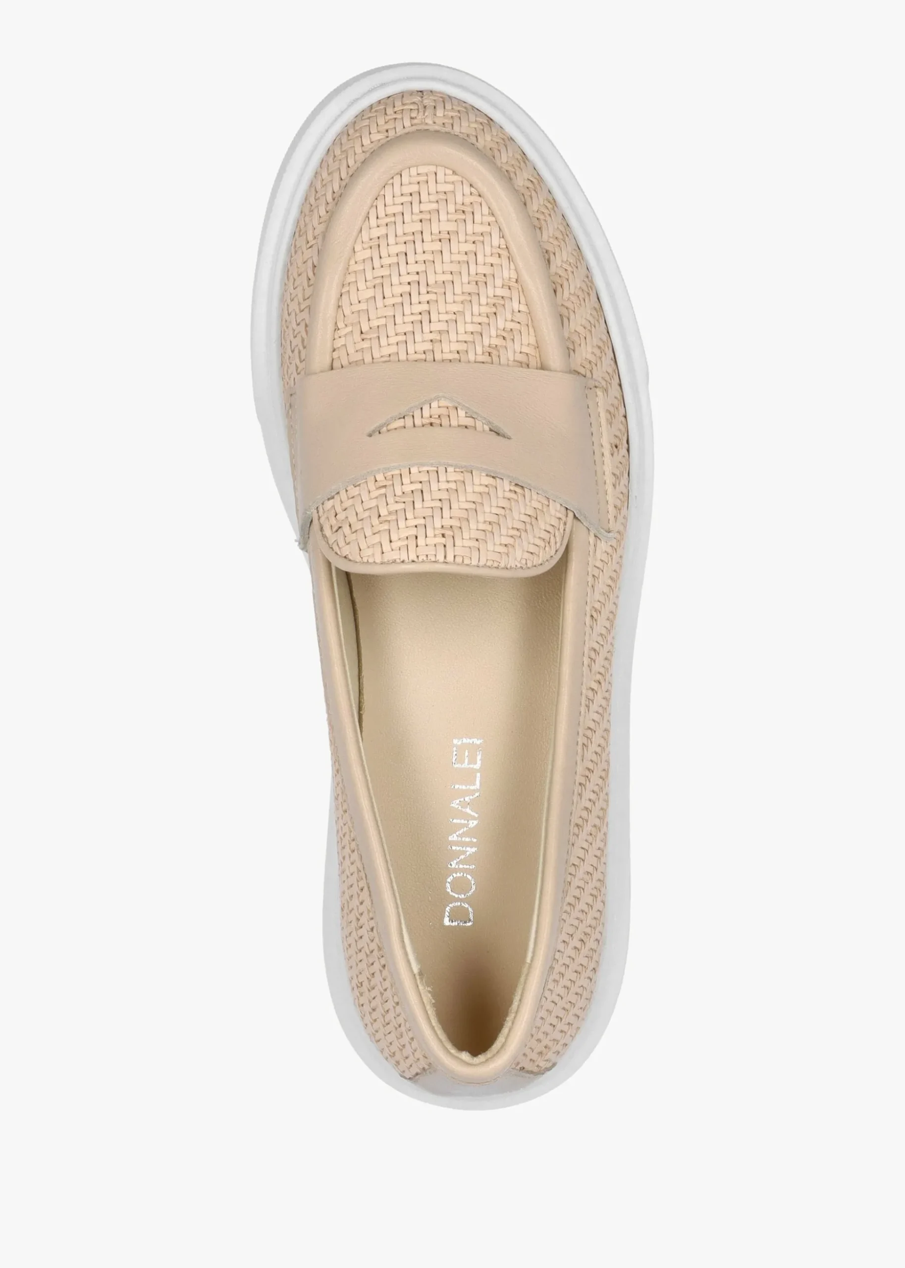 Carly Beige Woven Leather Chunky Loafers