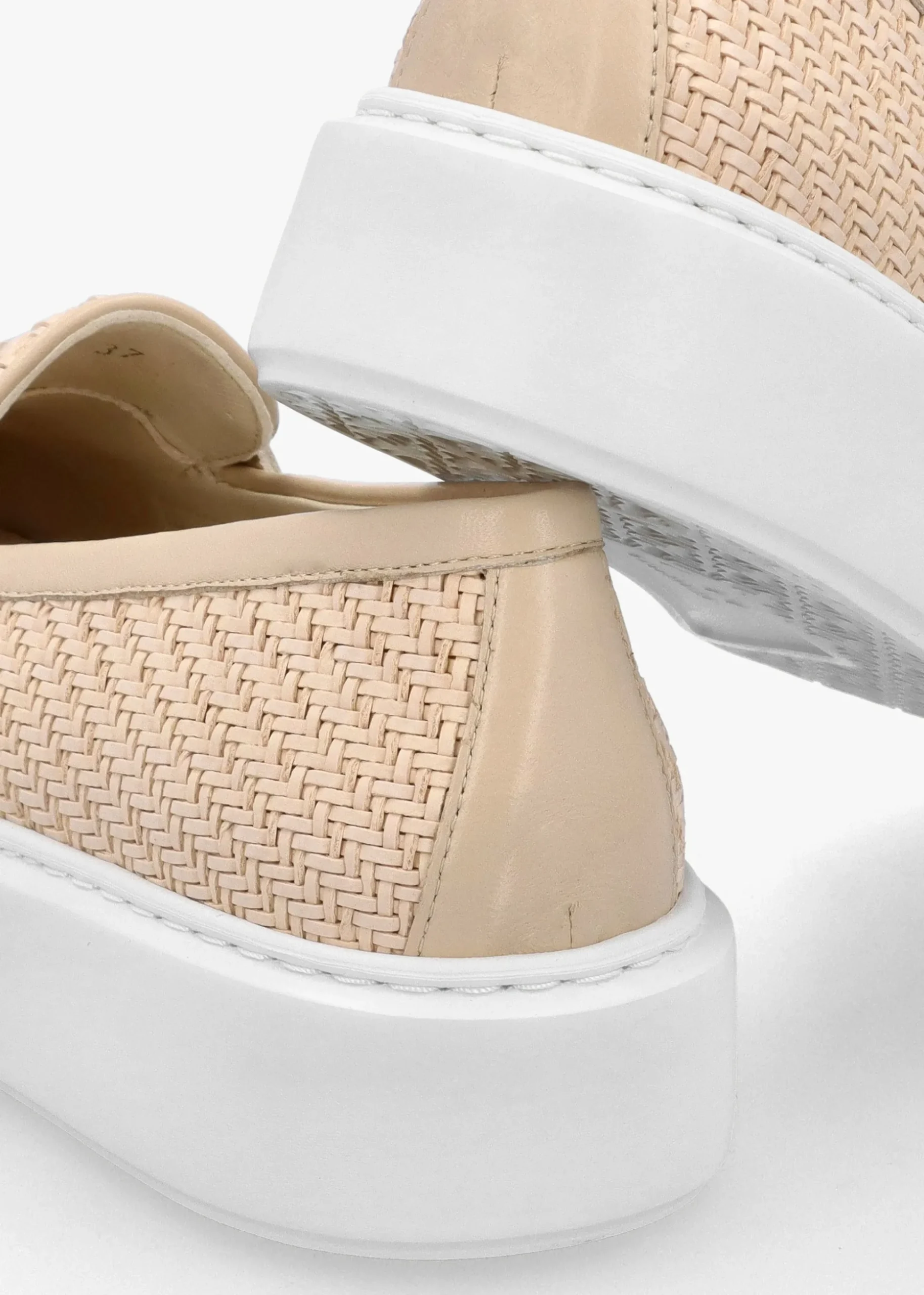 Carly Beige Woven Leather Chunky Loafers