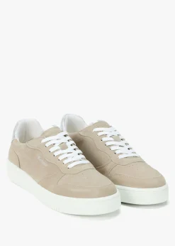 Celeste Beige & Silver Leather Trainers
