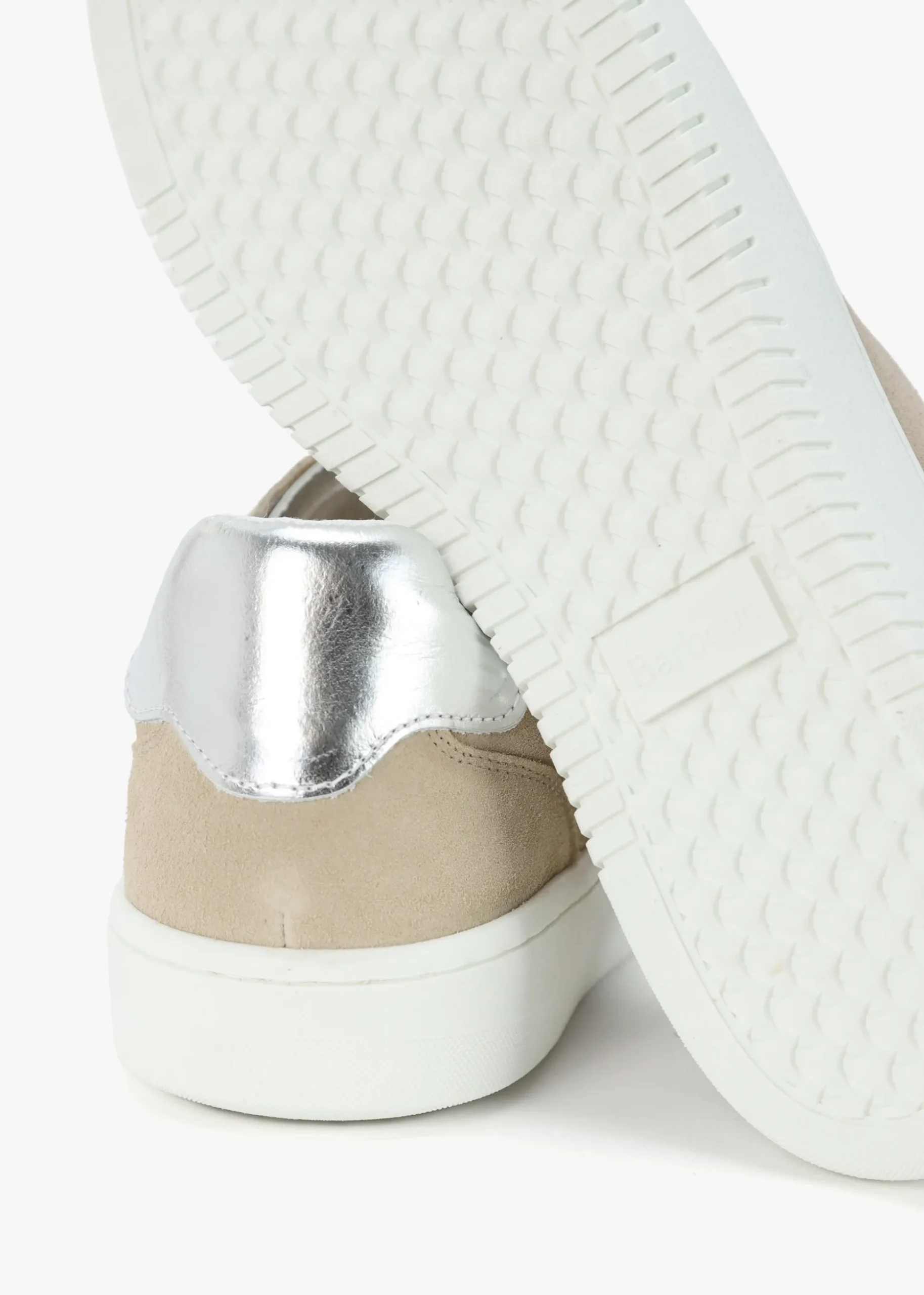 Celeste Beige & Silver Leather Trainers