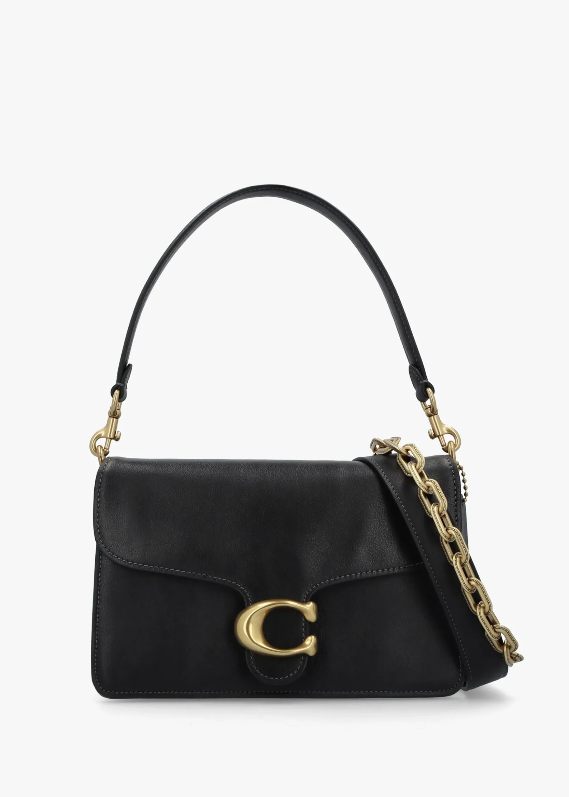 Chain Tabby Black Leather Shoulder Bag