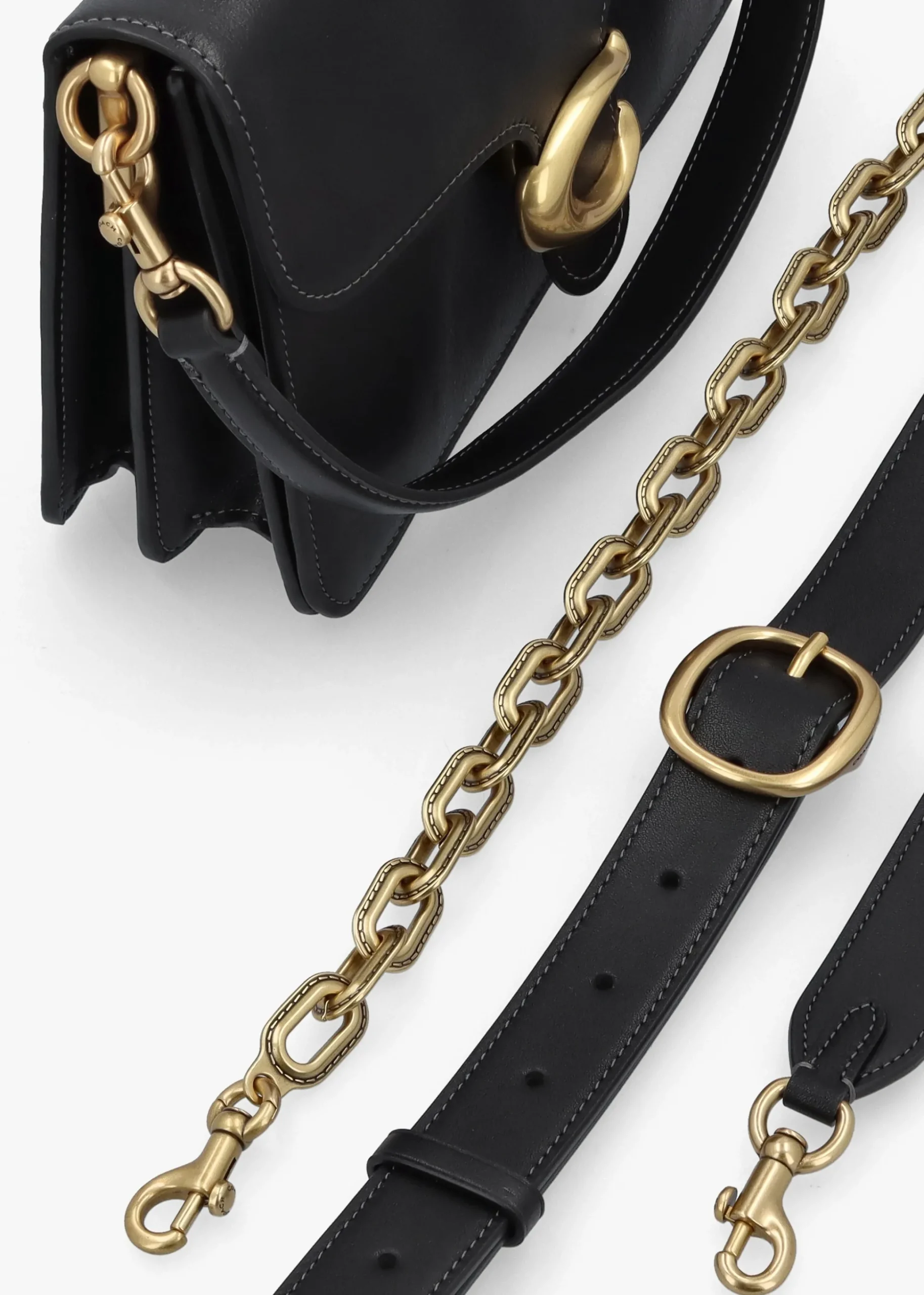 Chain Tabby Black Leather Shoulder Bag