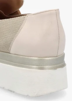 Chainy Beige Link Chain Flatform Loafers