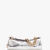 Cindy Cylinder Silver Metallic Crinkle Shoulder Bag