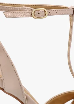 Civil Nude Patent Leather T Bar Stiletto Heel Sandals