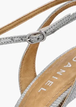 Civil Silver & Gold Metallic T Bar Stiletto Heel Sandals