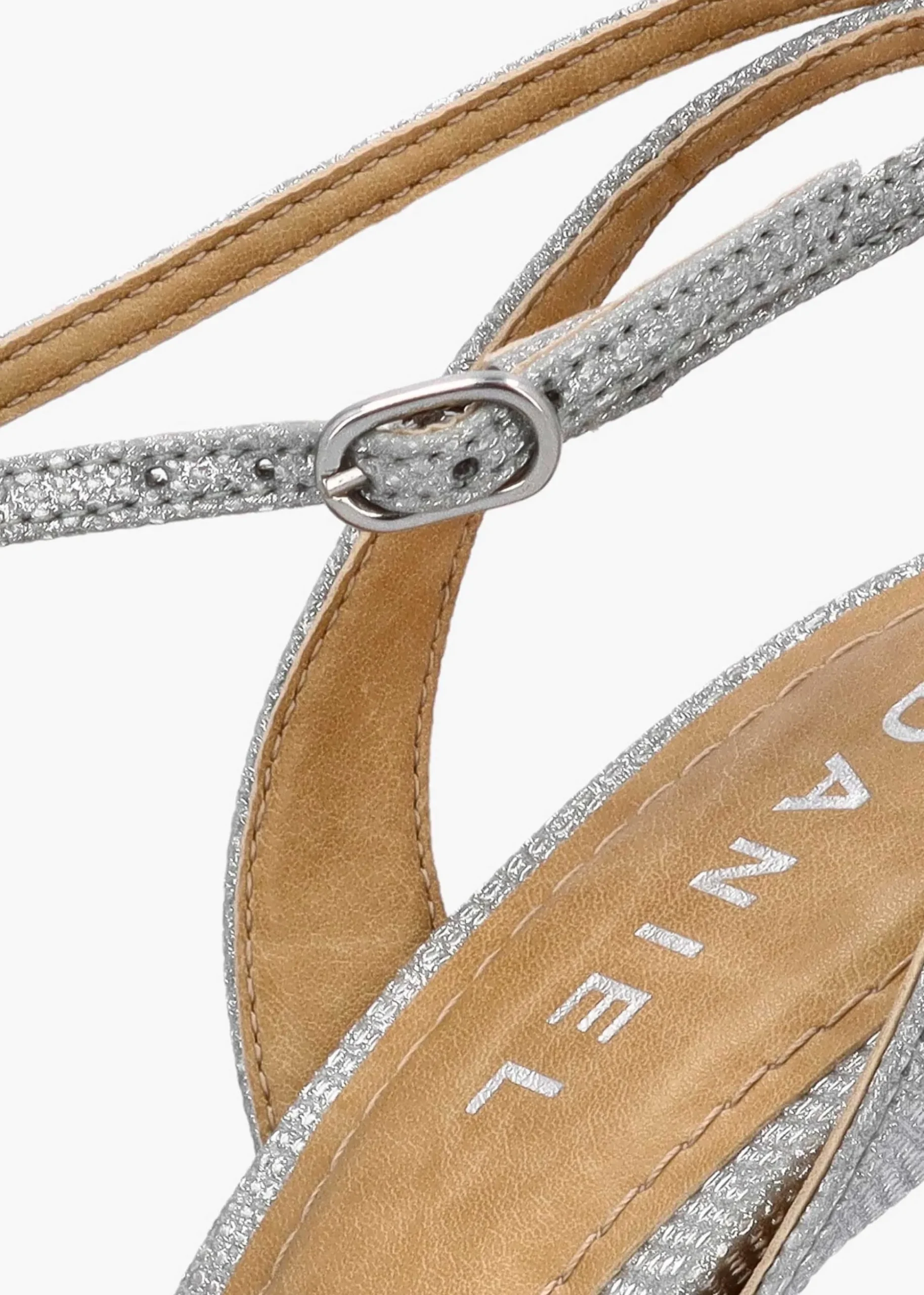 Civil Silver & Gold Metallic T Bar Stiletto Heel Sandals