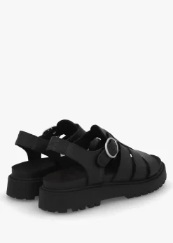 Clairemont Way Black Leather Fisherman Sandals