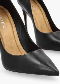 Comix Black Leather High Stiletto Court Shoes