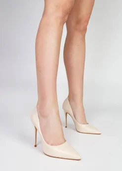 Comix Cream Leather High Stiletto Court Shoes