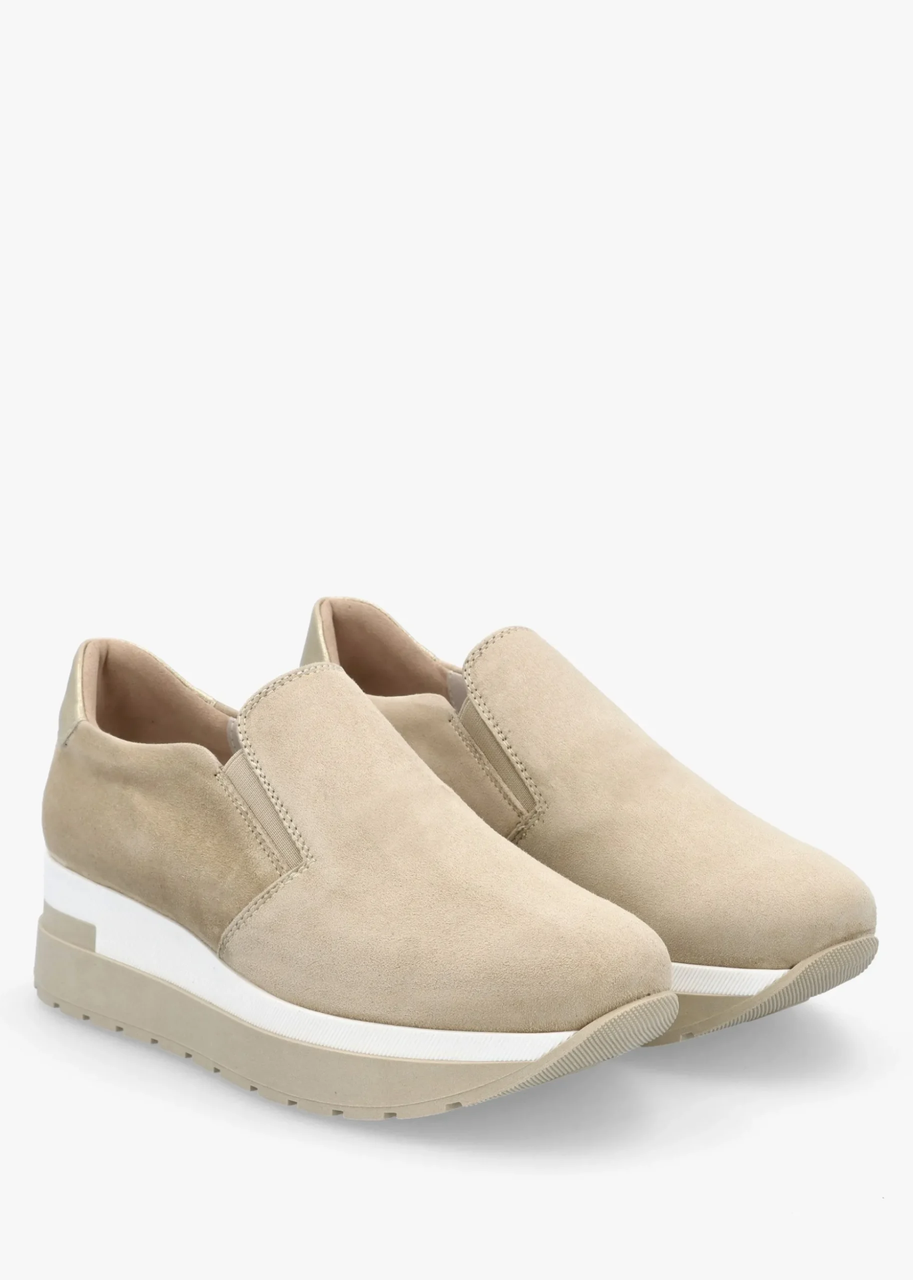 Commy Beige Suede Flatform Wedge Shoes