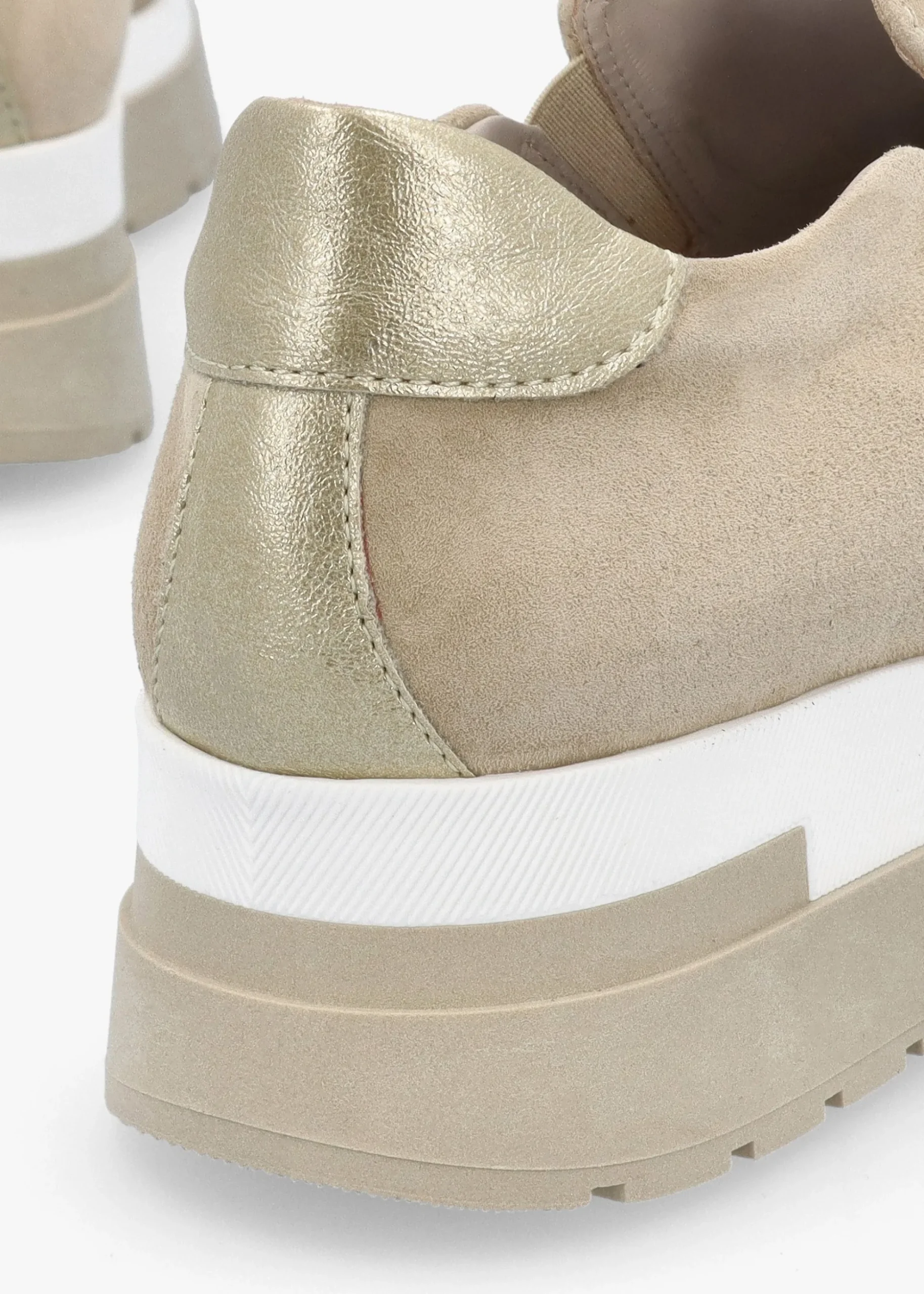 Commy Beige Suede Flatform Wedge Shoes