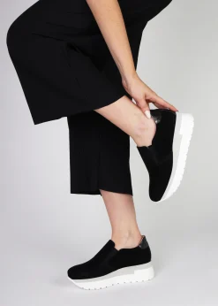 Commy Black Suede Flatform Wedge Shoes