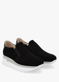 Commy Black Suede Flatform Wedge Shoes