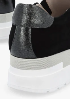Commy Black Suede Flatform Wedge Shoes