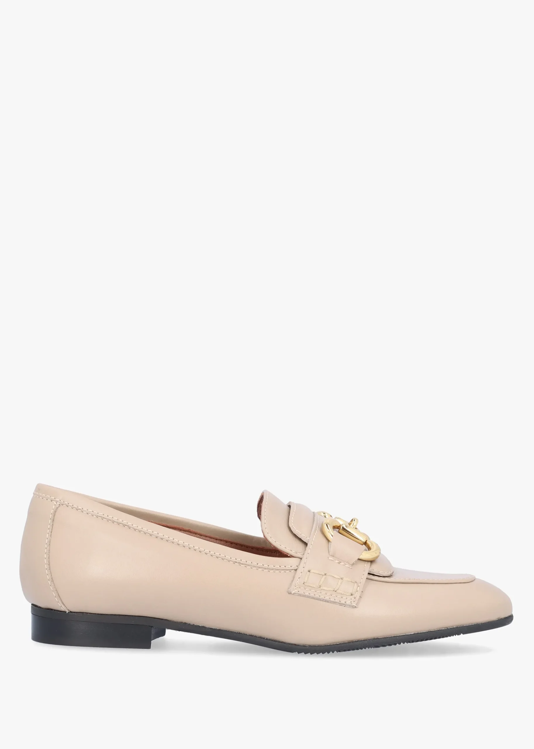 Compact Taupe Leather Loafers