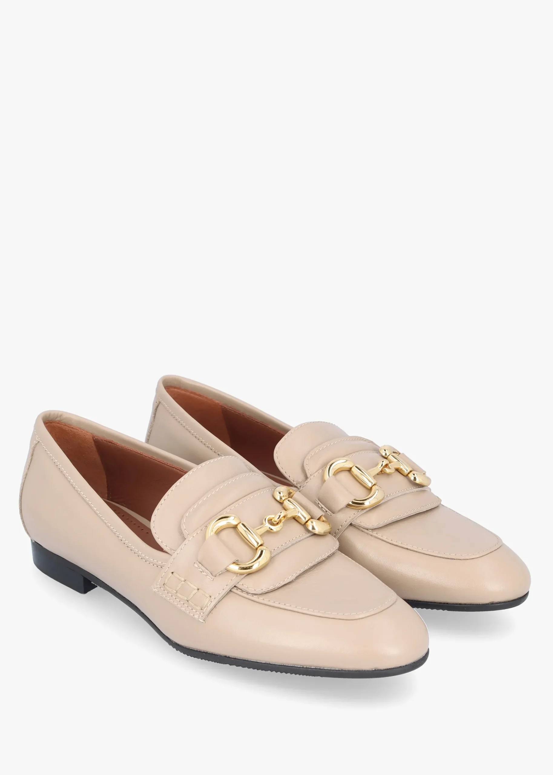 Compact Taupe Leather Loafers