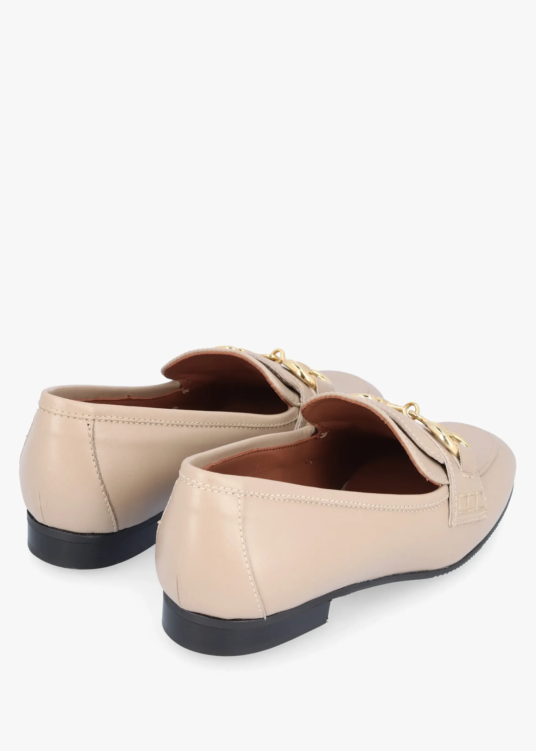 Compact Taupe Leather Loafers