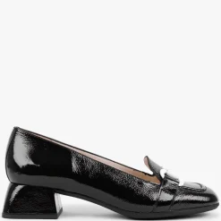 Corda Black Patent Leather Heeled Loafers