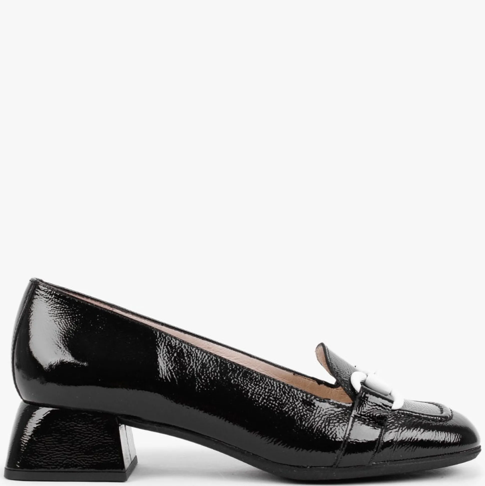 Corda Black Patent Leather Heeled Loafers