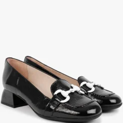 Corda Black Patent Leather Heeled Loafers