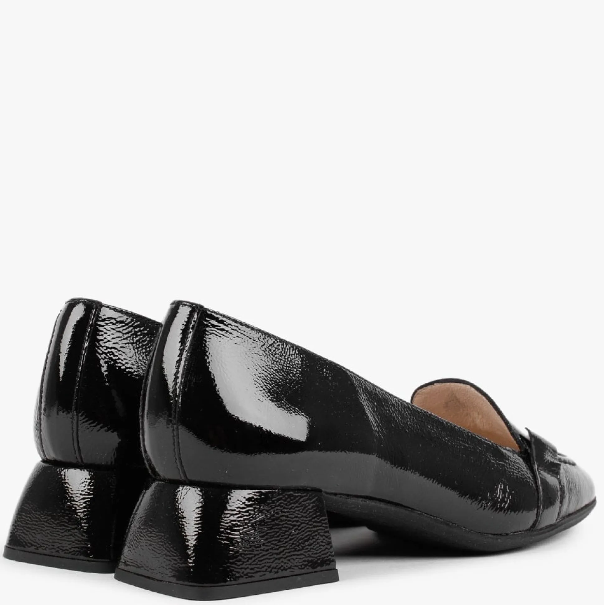 Corda Black Patent Leather Heeled Loafers