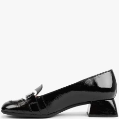 Corda Black Patent Leather Heeled Loafers
