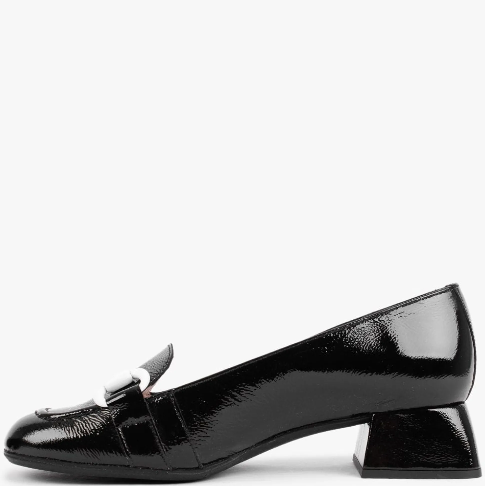 Corda Black Patent Leather Heeled Loafers
