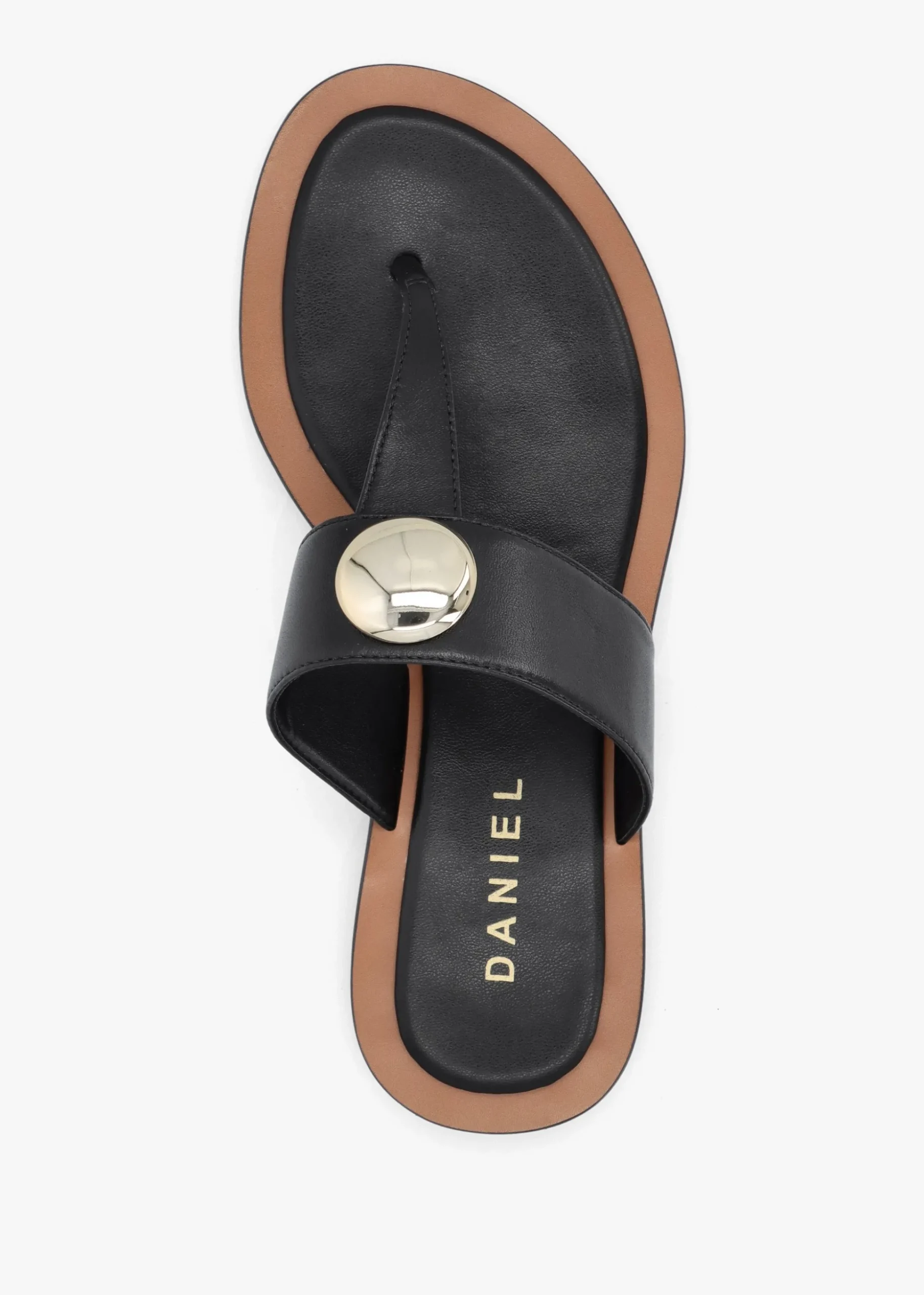 Costly Black Leather Toe Post Sandals