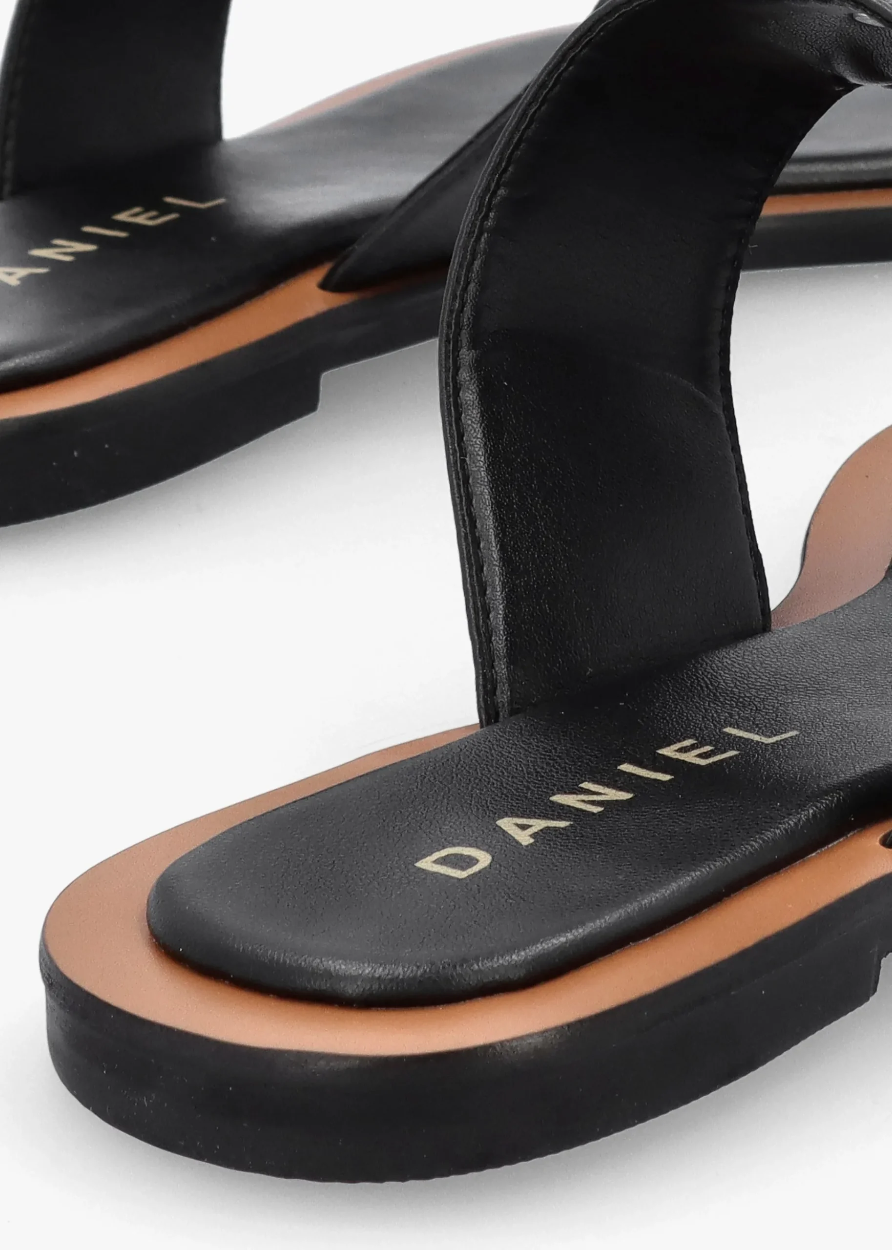 Costly Black Leather Toe Post Sandals