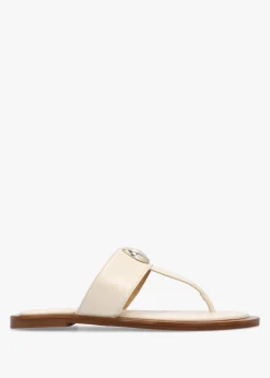 Costly Cream Leather Toe Post Sandals