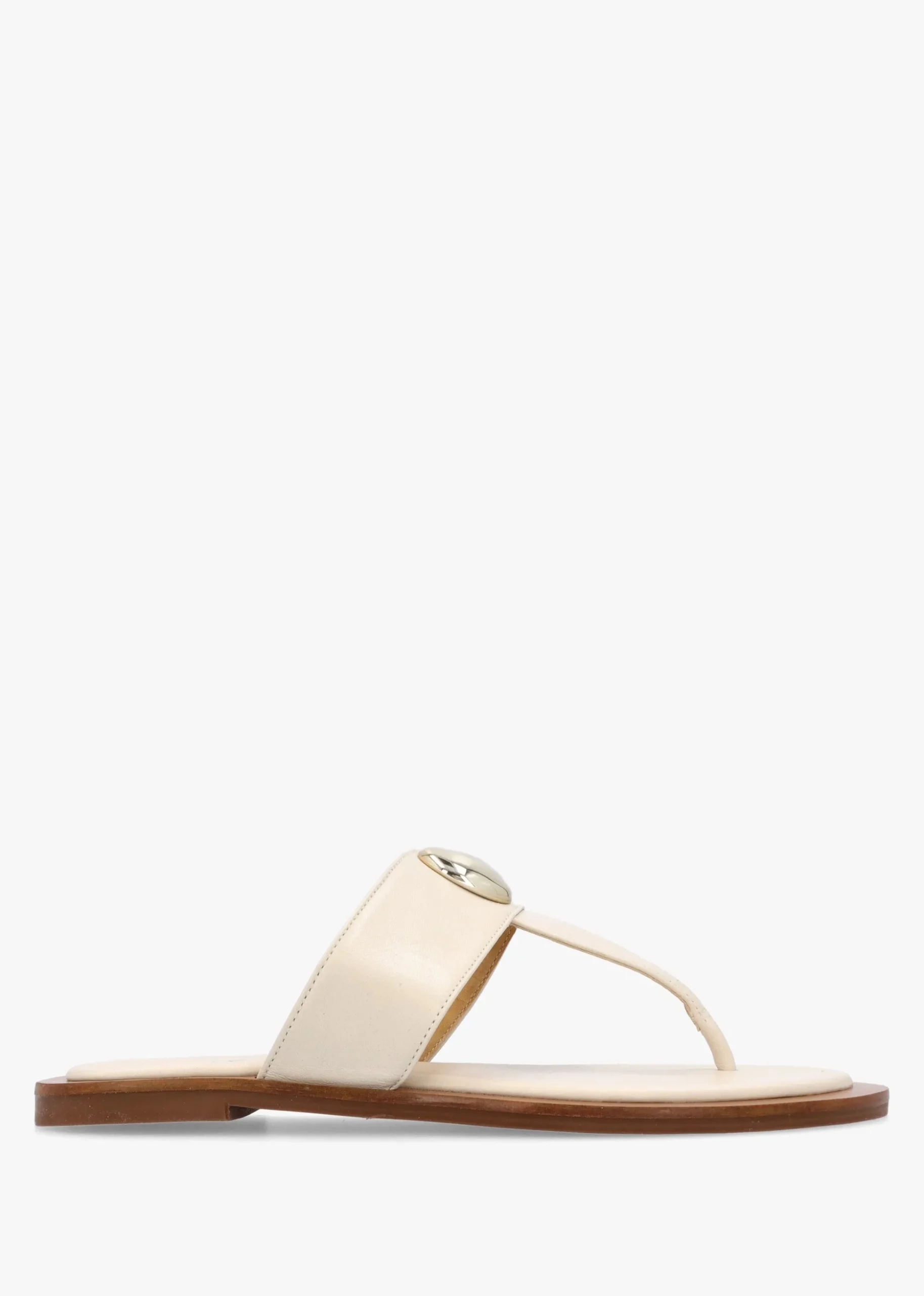 Costly Cream Leather Toe Post Sandals