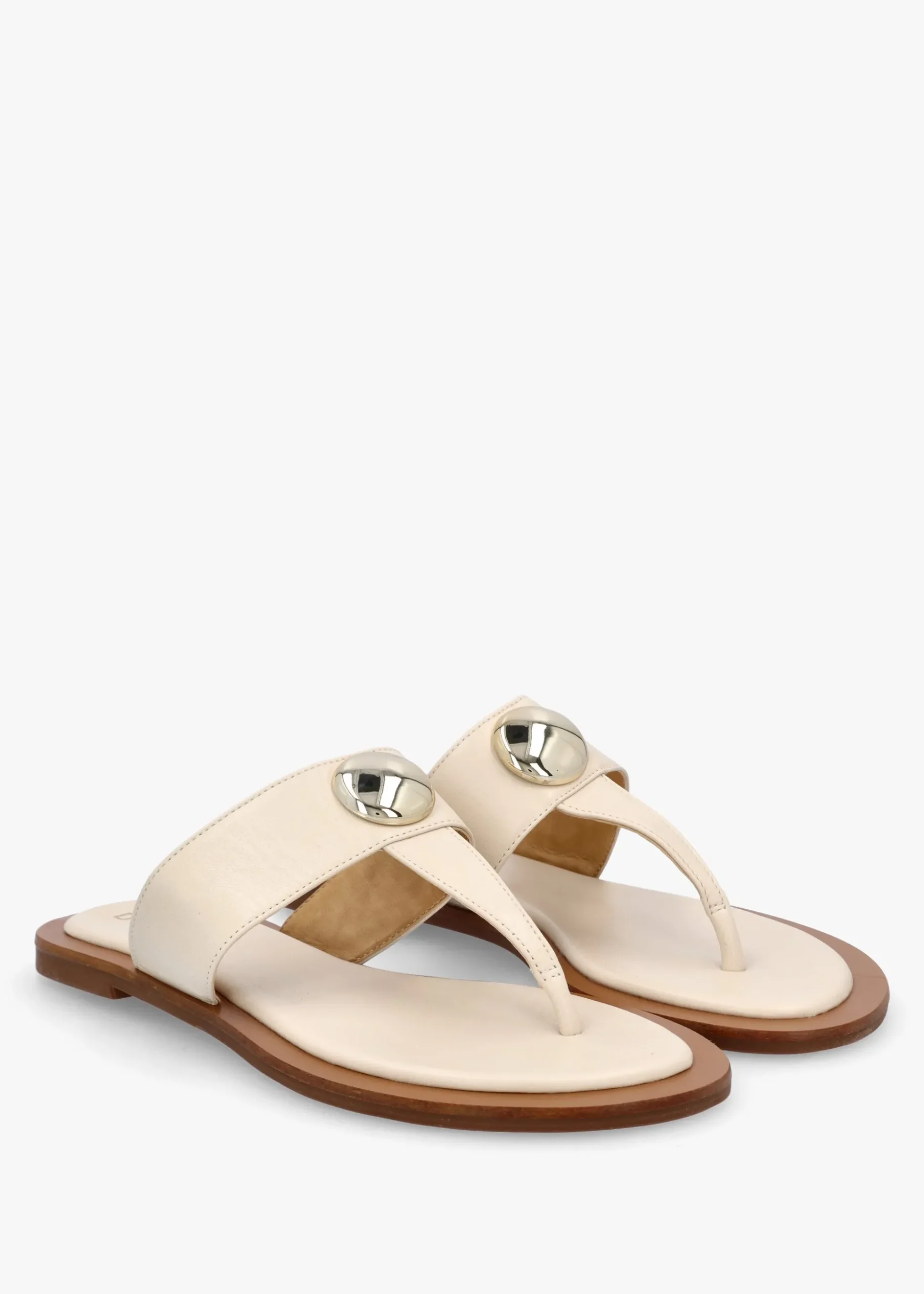Costly Cream Leather Toe Post Sandals