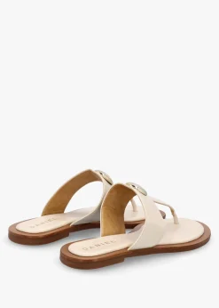 Costly Cream Leather Toe Post Sandals