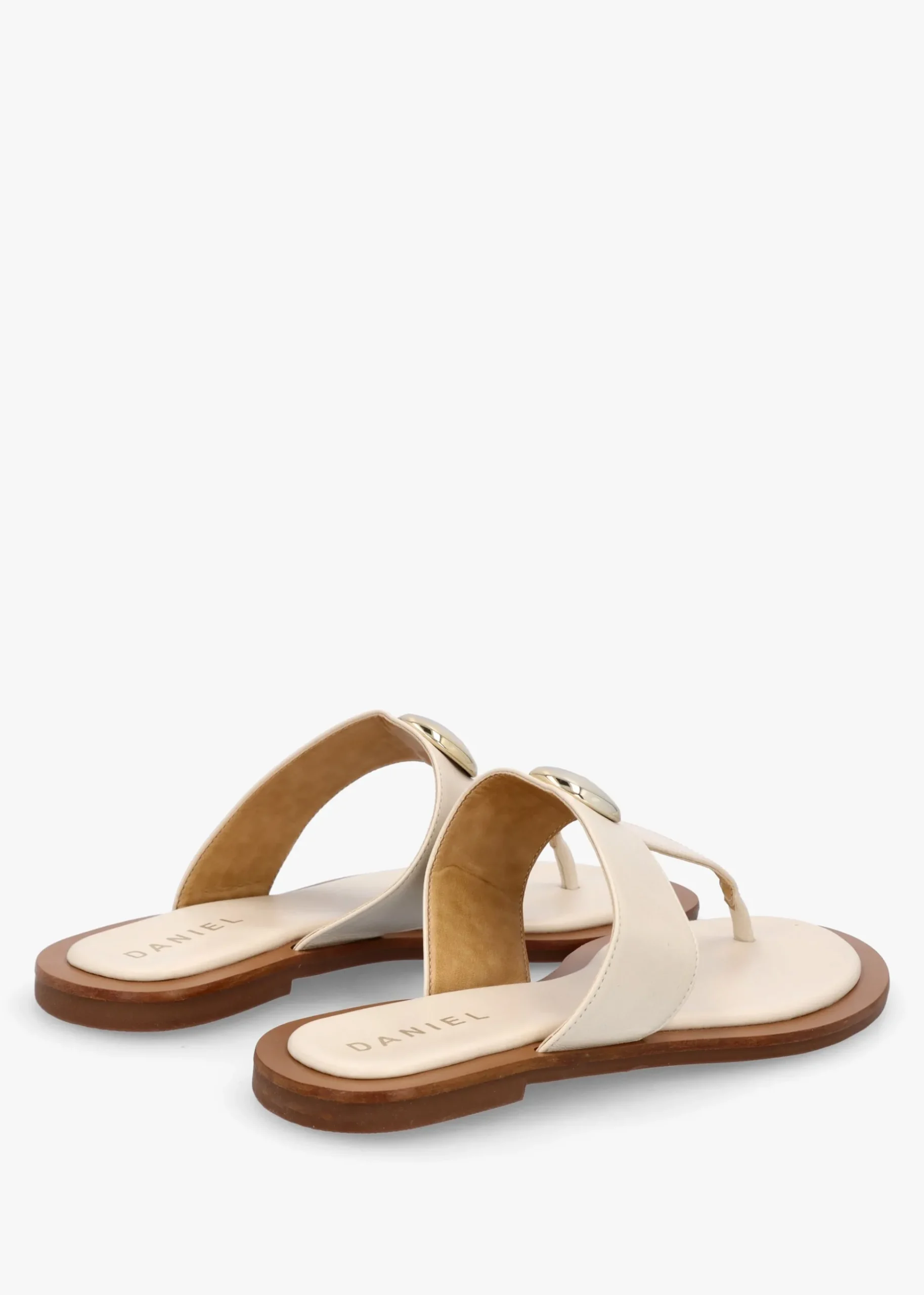 Costly Cream Leather Toe Post Sandals