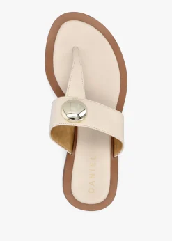 Costly Cream Leather Toe Post Sandals